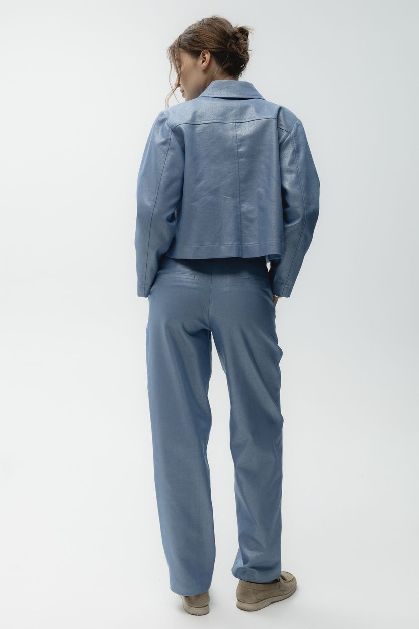 Штани котонові slouchy fit 498, джинс блискучий, 38 2419 фото