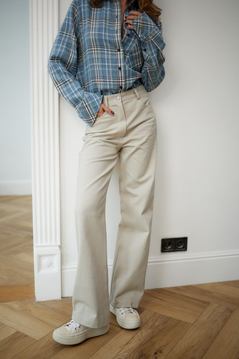 Джинси прямого крою (straight fit) (2529), 100,бежевий, 34 2529 фото